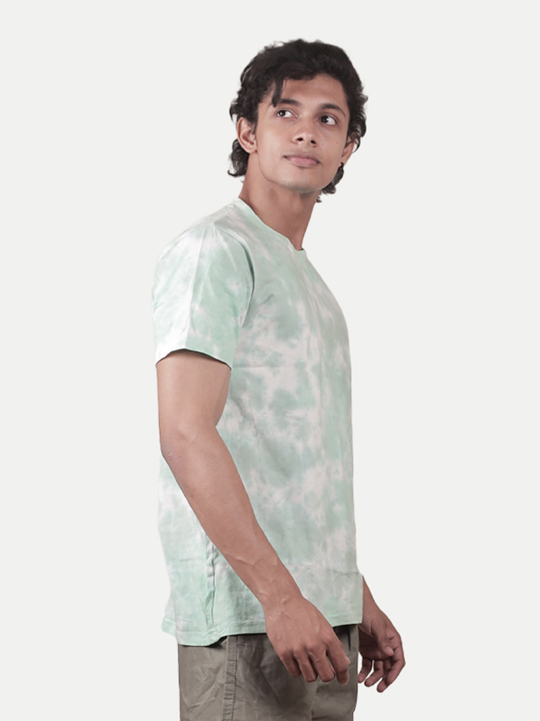 Radprix Men Light Green Tie and Dye Cotton Crew Neck T-Shirt