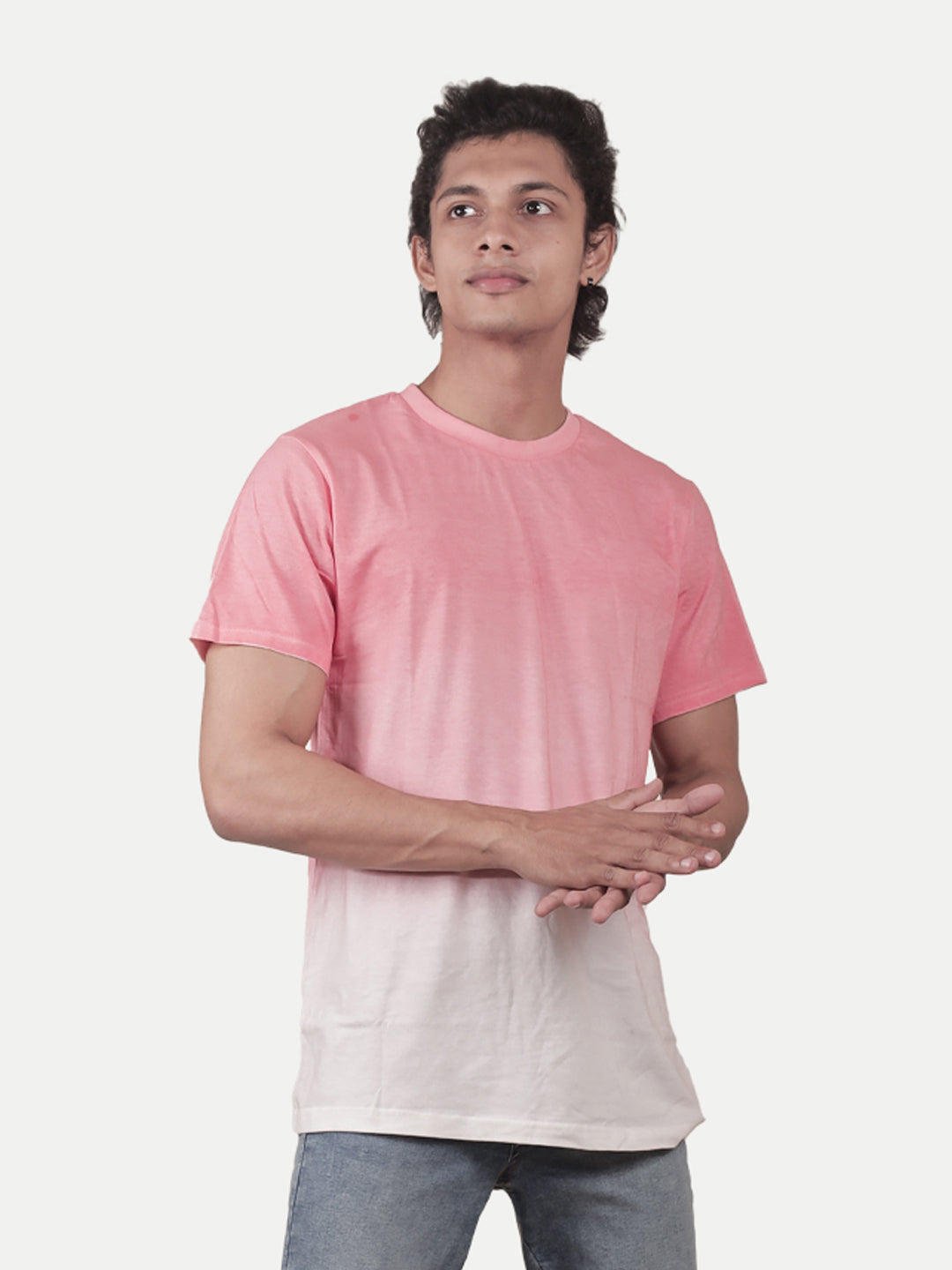 Radprix Men Pink Tie and Dye Crew Neck Cotton T-Shirt