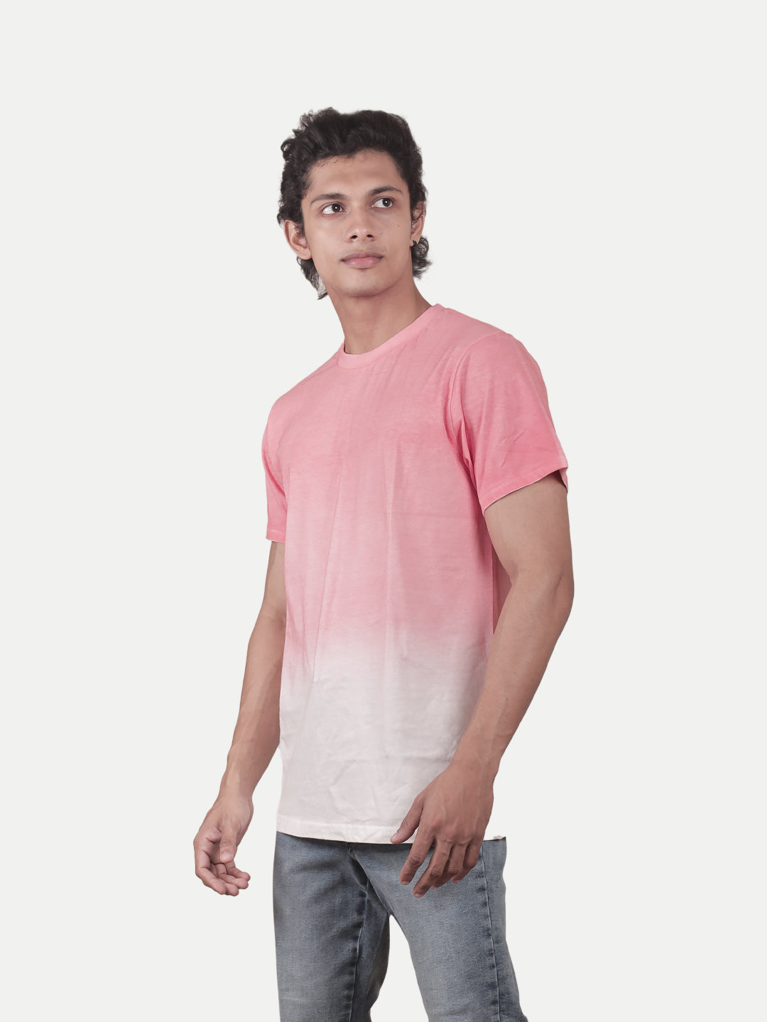 Radprix Men Pink Tie and Dye Crew Neck Cotton T-Shirt