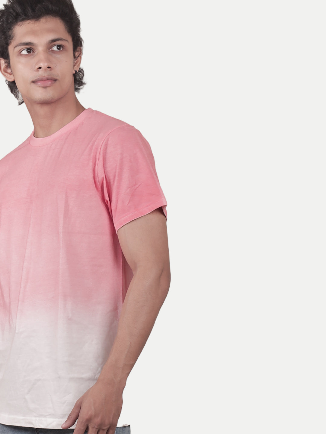 Radprix Men Pink Tie and Dye Crew Neck Cotton T-Shirt