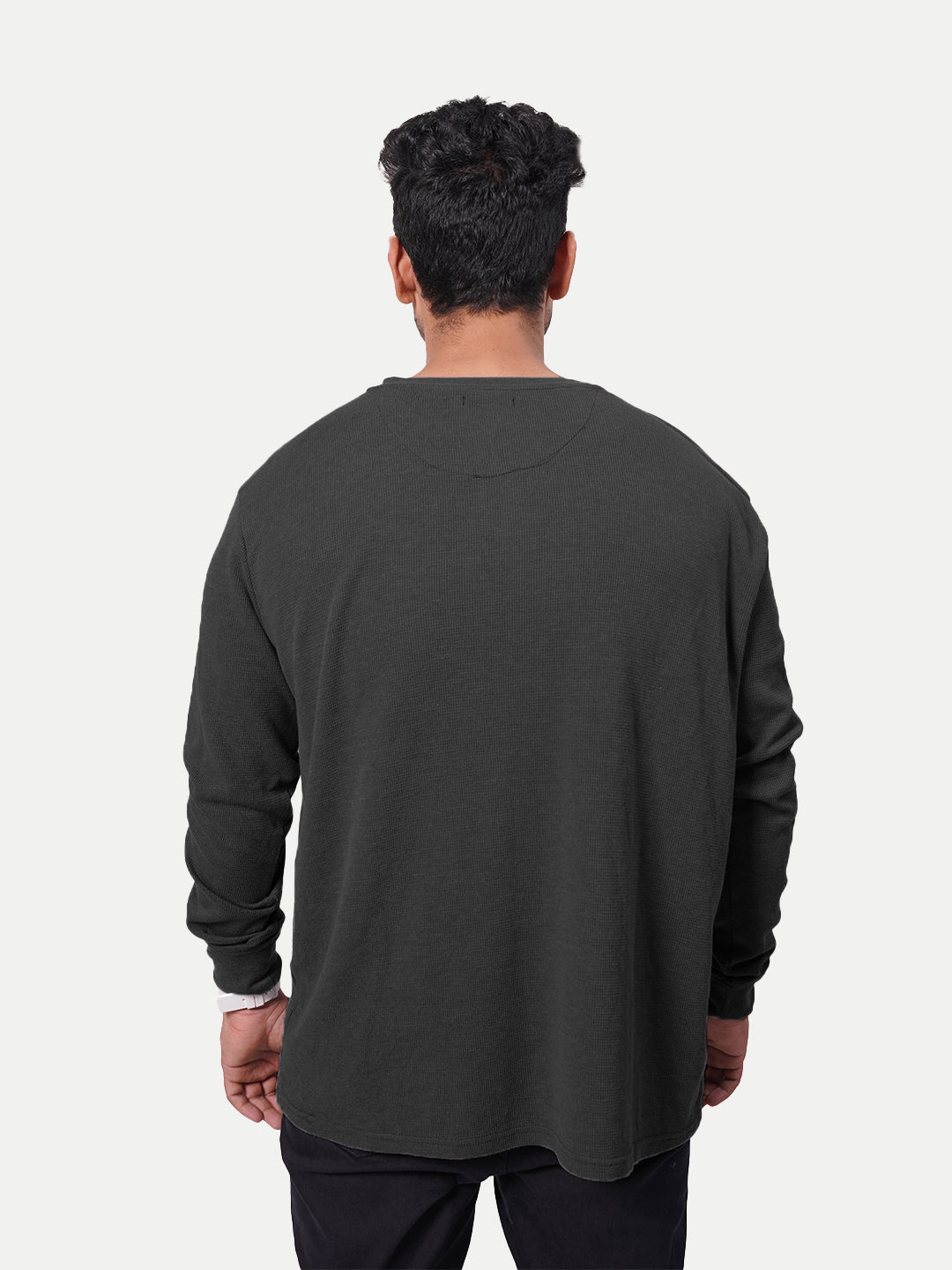 Radprix Men Black Full Sleeve Henley Neck T-Shirt