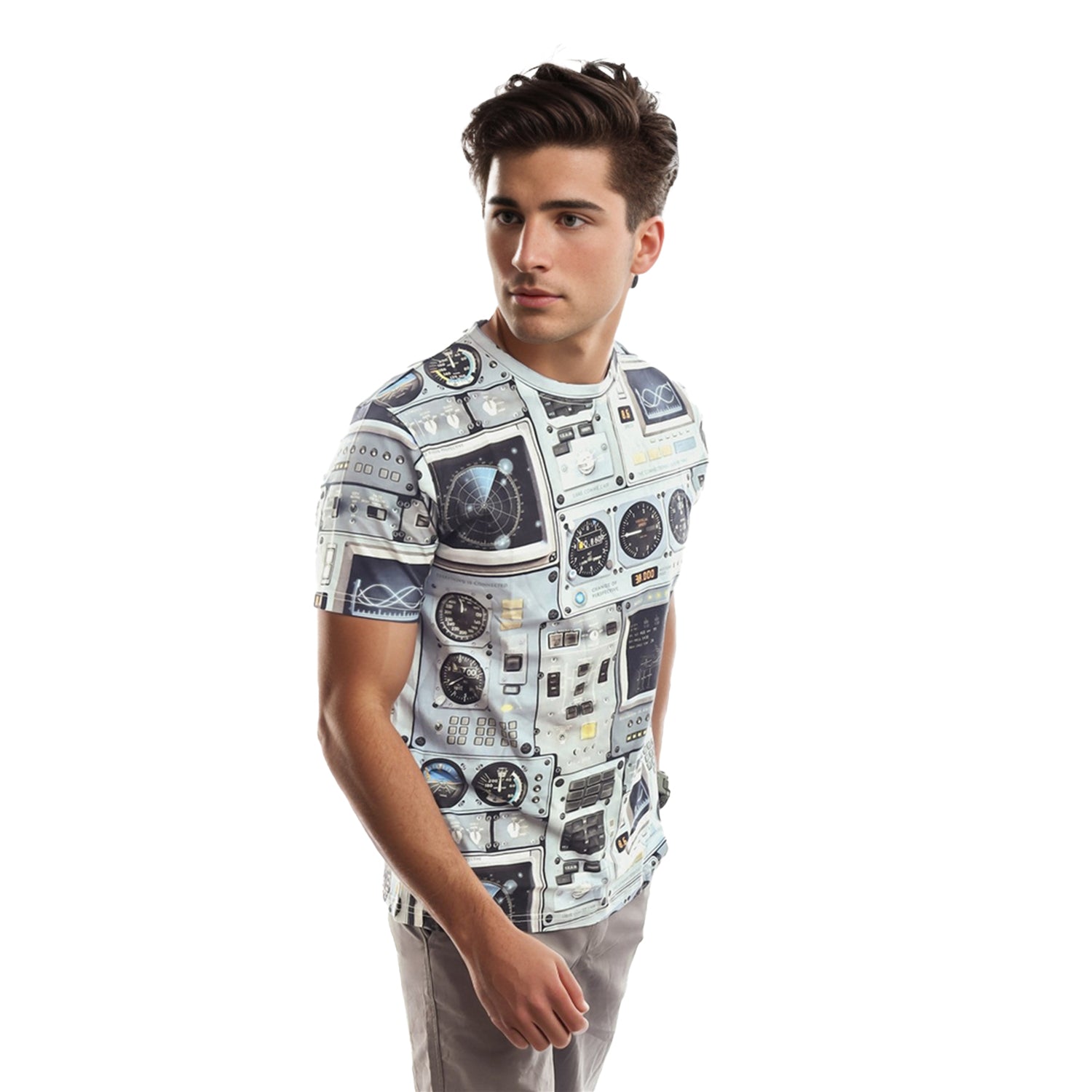 Radprix Men Cream Graphic Printed Crew Neck T Shirt