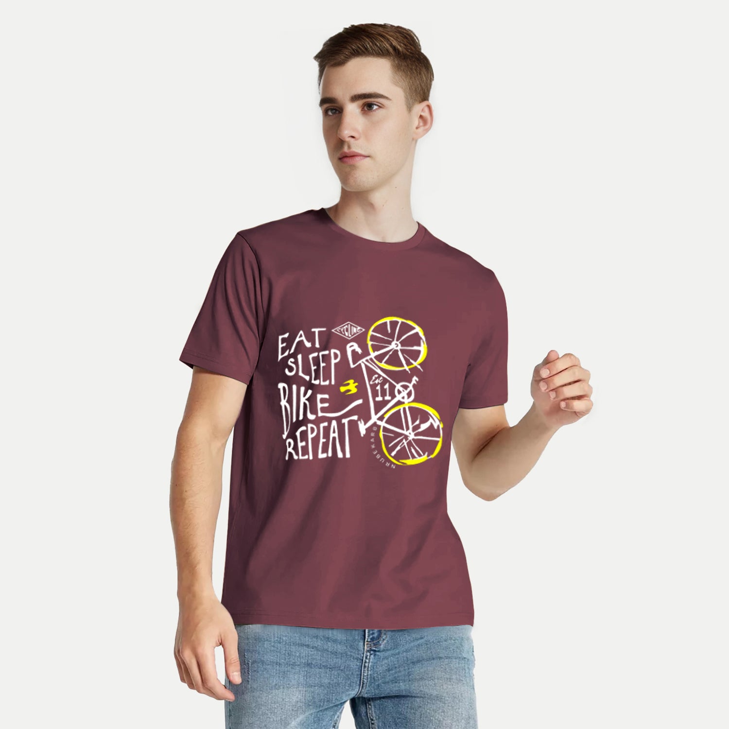 Radprix Men Maroon Printed Crew Neck T-shirt