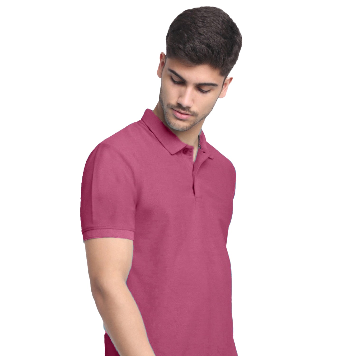 Radprix Men Solid Mauve Cotton Polo T-shirts