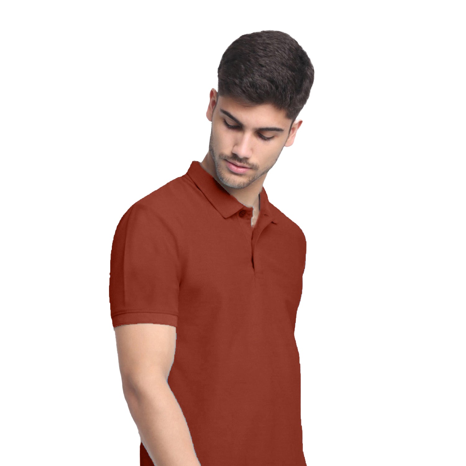 Radprix Men Solid Brown Cotton Polo T-shirts