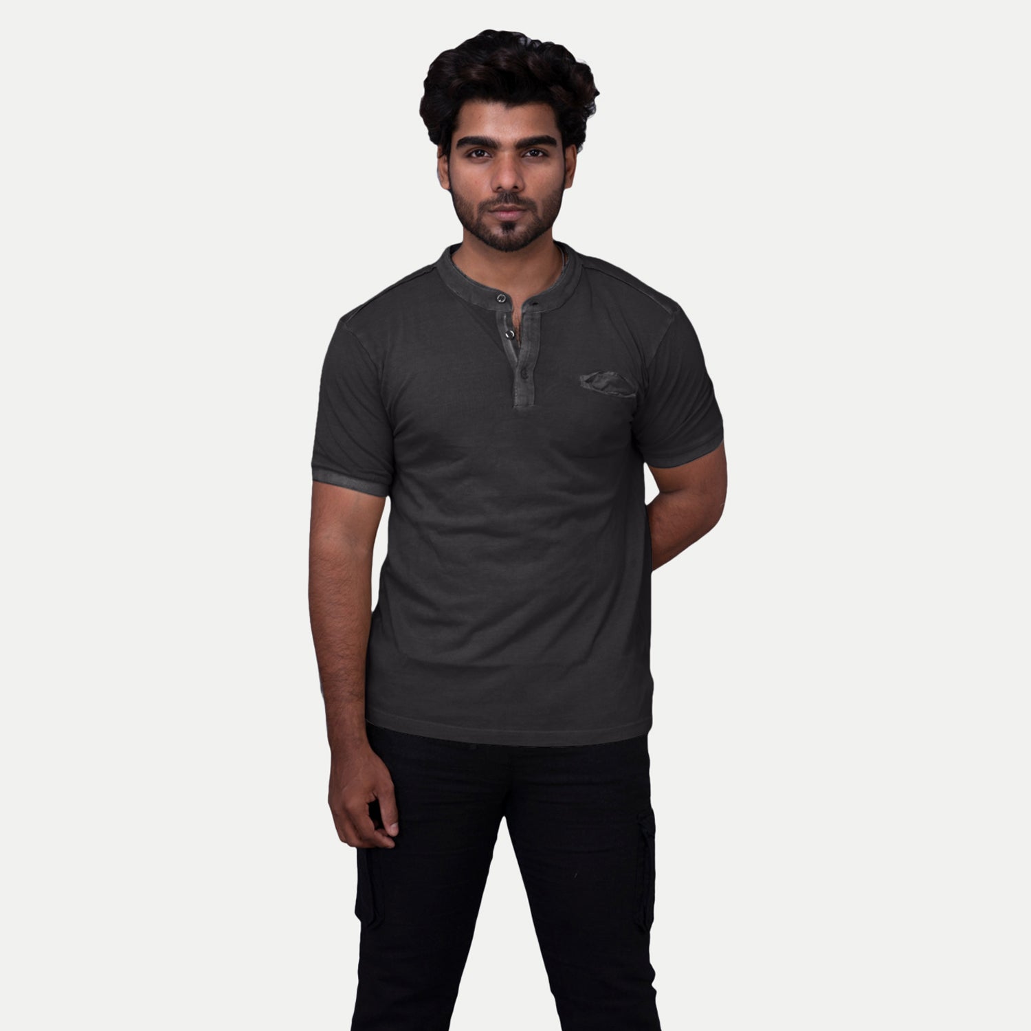 Radprix Men Solid Black Cotton T-shirts