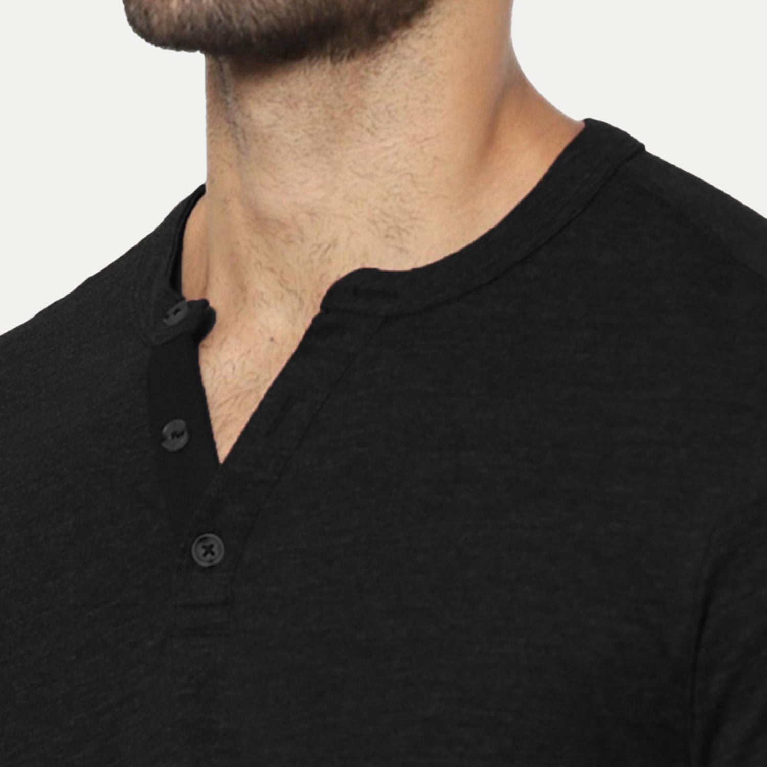 Radprix Men Solid Black Cotton Henley T-shirts