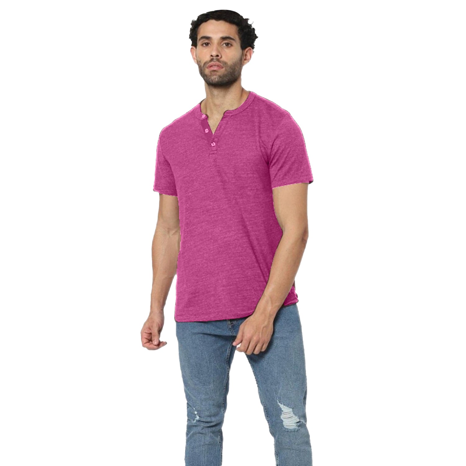 Radprix Men Solid Mauve Cotton Henley T-shirts