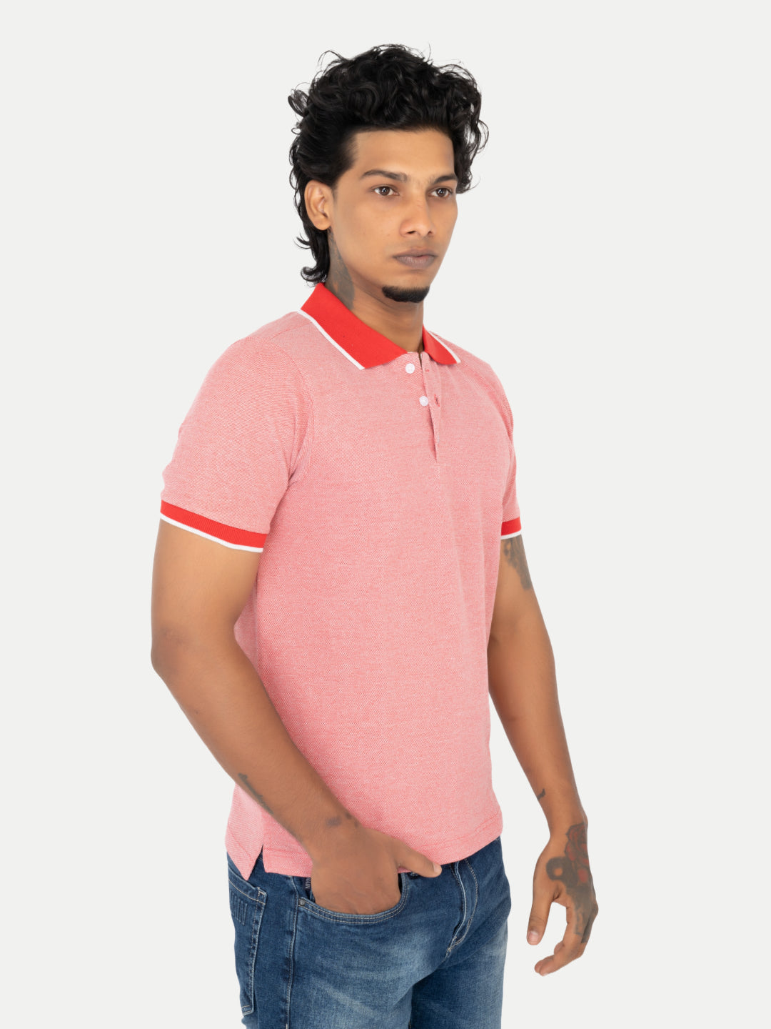 Radprix Men Red Polo Melange T-shirt