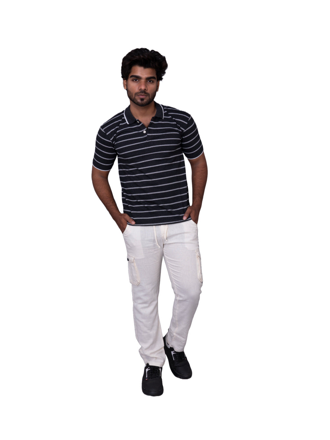 Radprix Men Dark grey  Polo Stripe T-shirt