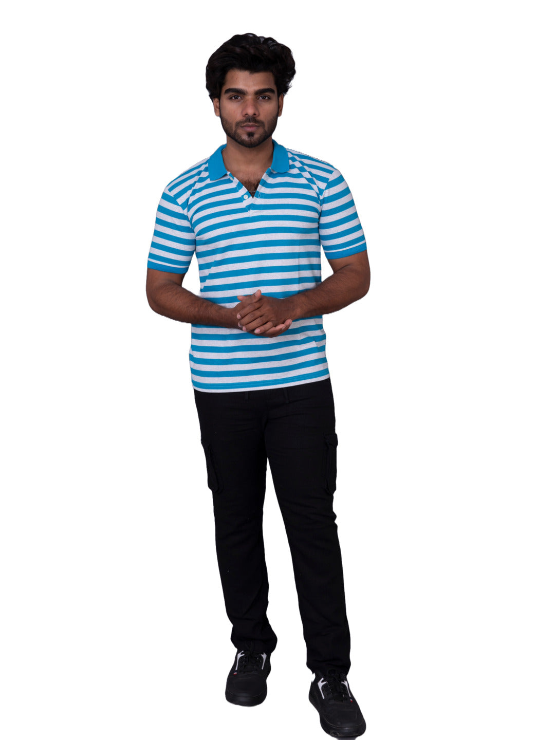 Radprix Men Light blue polo Stripe T-shirt