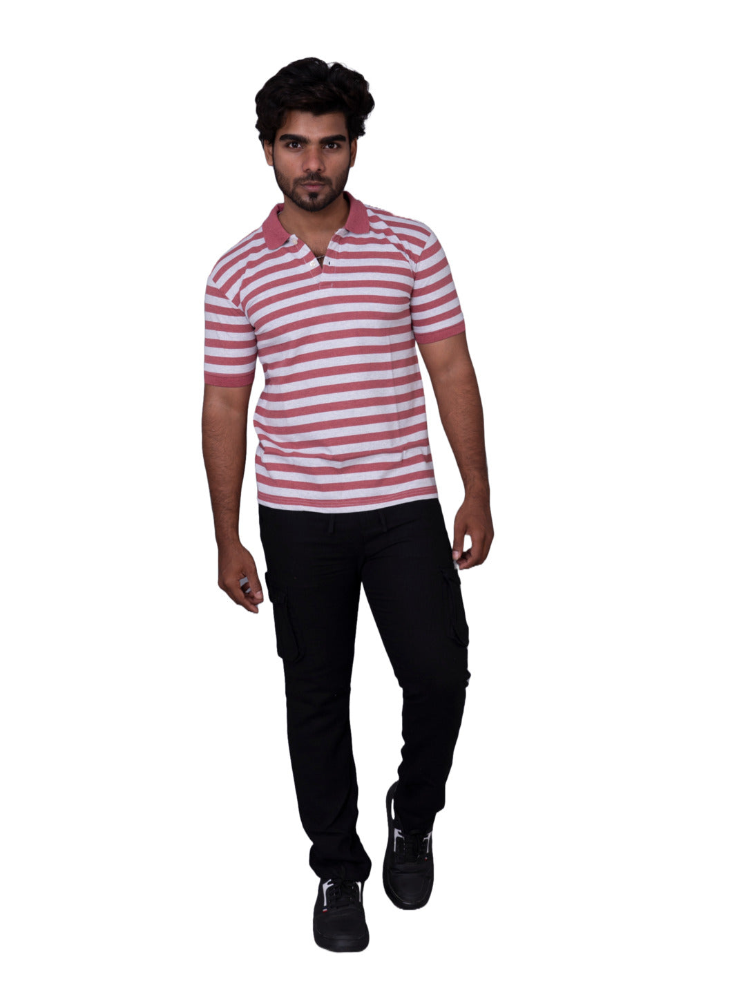 Radprix Men Onion Red polo Stripe T-shirt