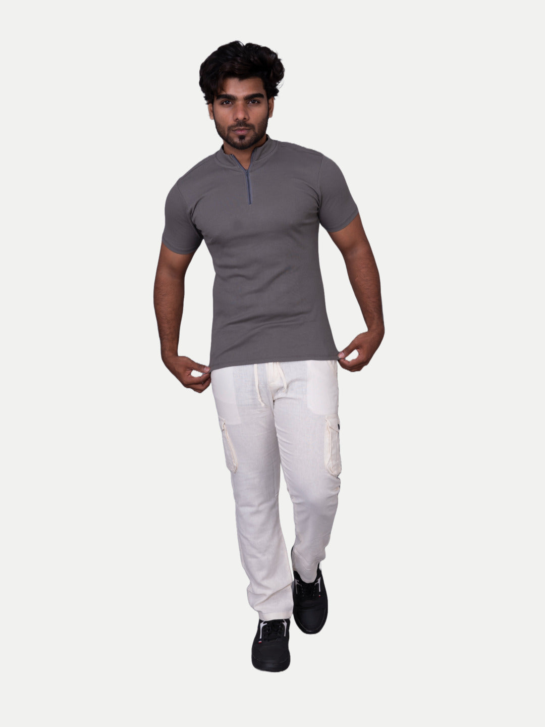 Radprix Men Grey Zipper Tees