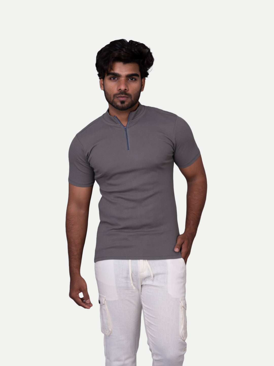 Radprix Men Grey Zipper Tees