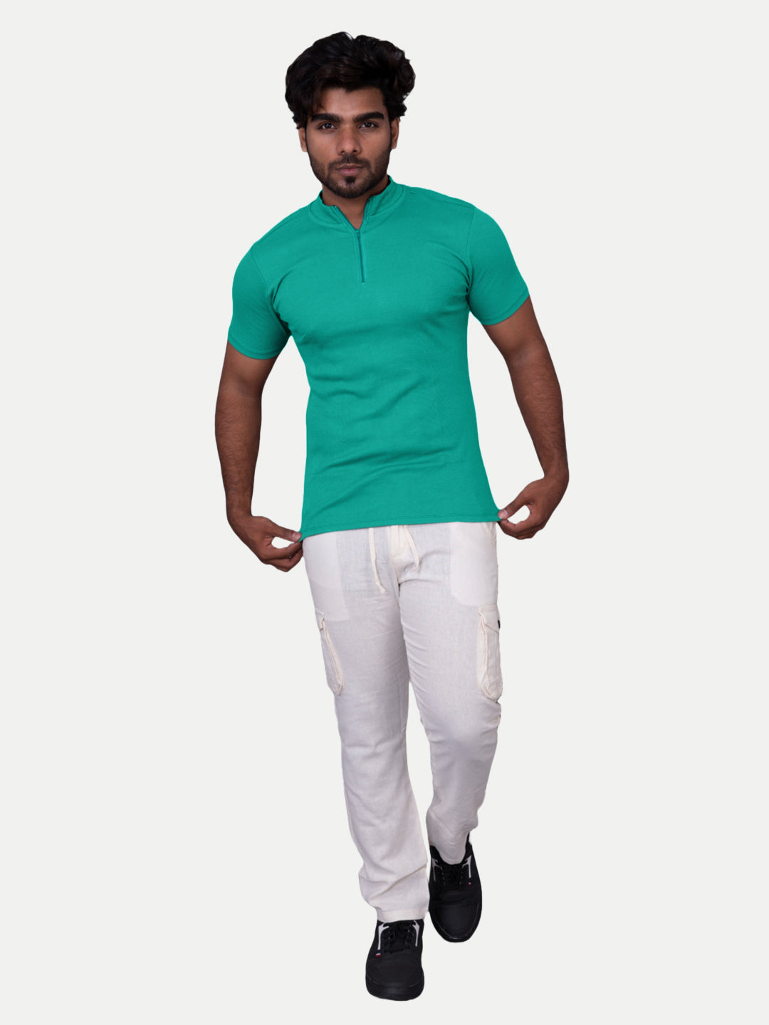 Radprix Men Sea green Zipper Tees