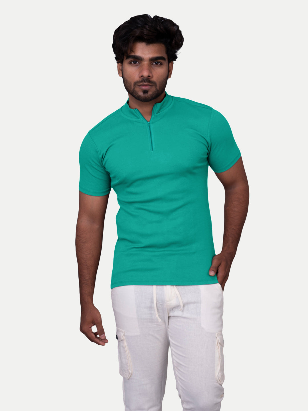 Radprix Men Sea green Zipper Tees