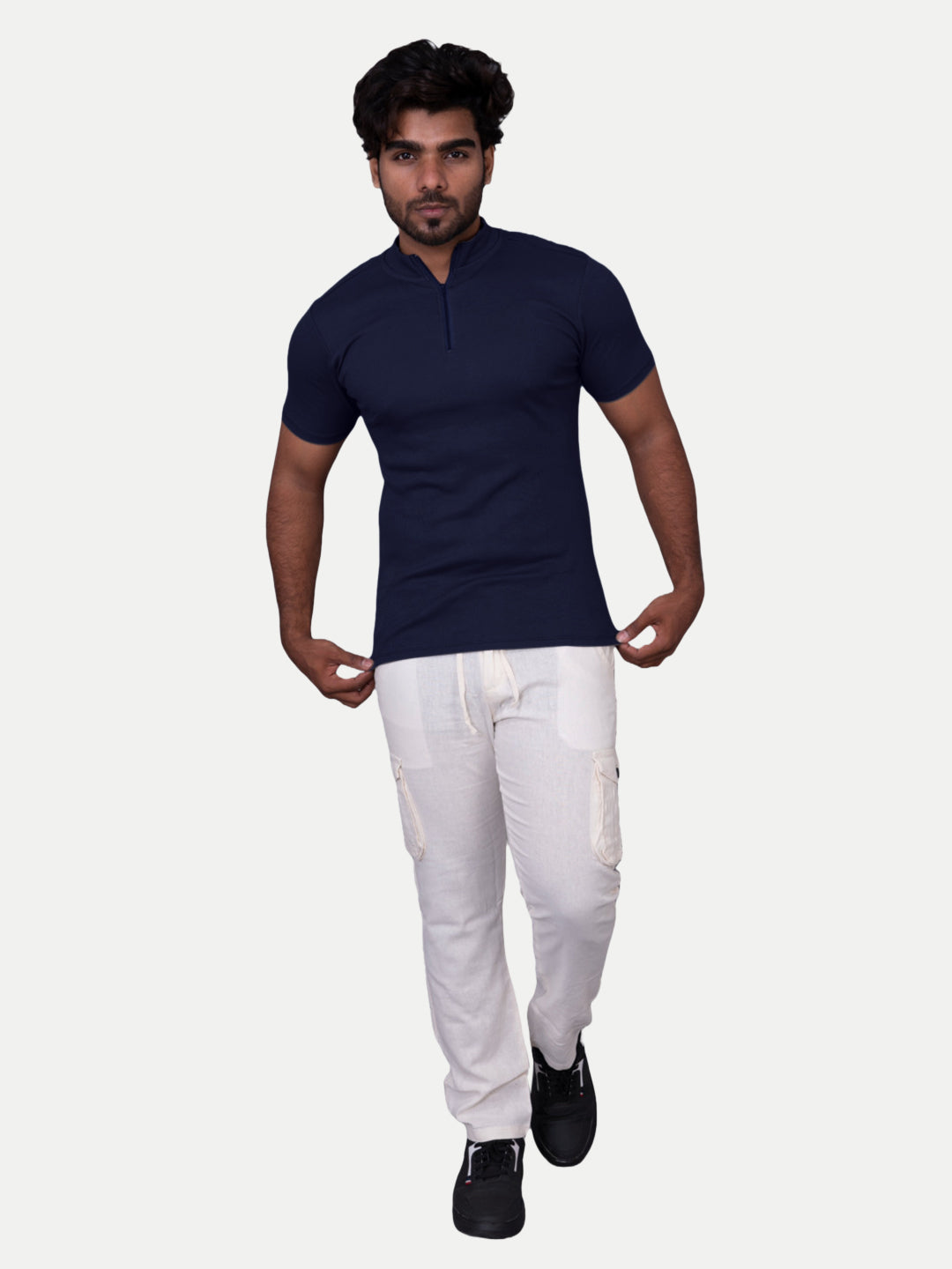 Radprix Men Navy Zipper Tees