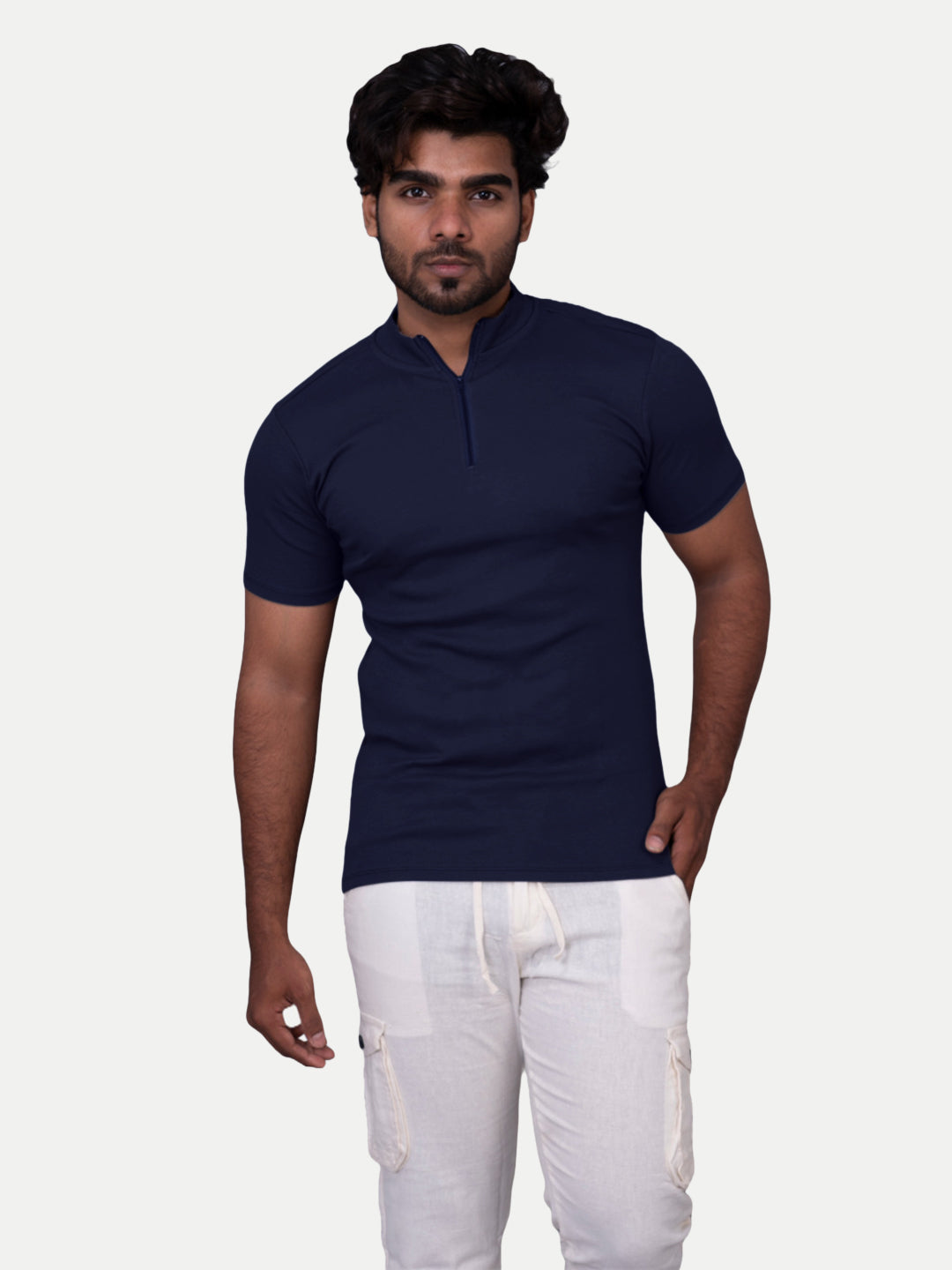 Radprix Men Navy Zipper Tees