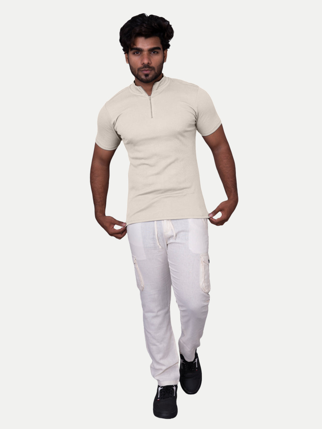 Radprix Men Off-white Zipper Tees