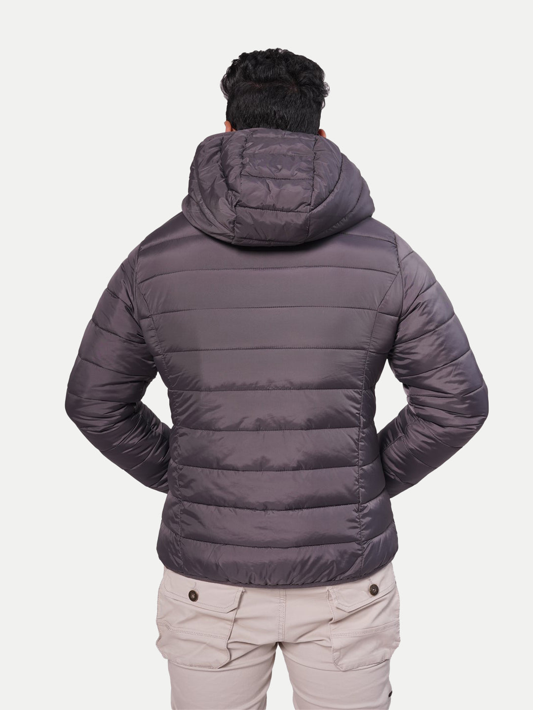 Radprix Men Classic Violet puffed quilted Jacket with side pockets and hoodie