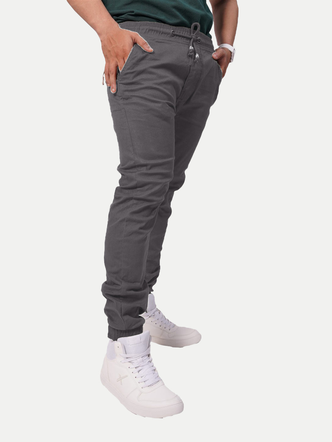 Radprix Men Dark Grey Solid Elasticated Joggers