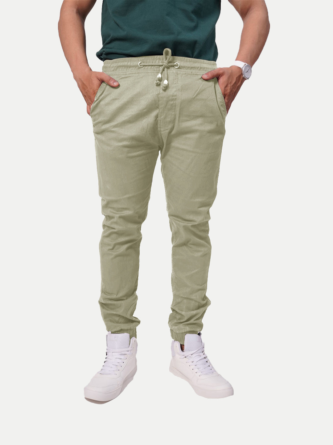 Radprix Men Beige Solid Elasticated Joggers