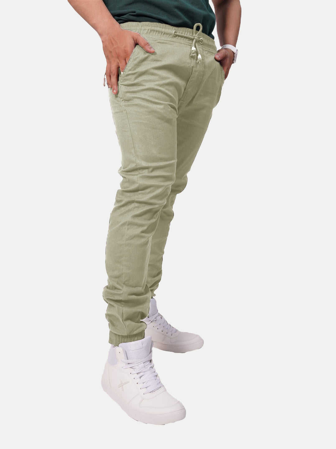 Radprix Men Beige Solid Elasticated Joggers