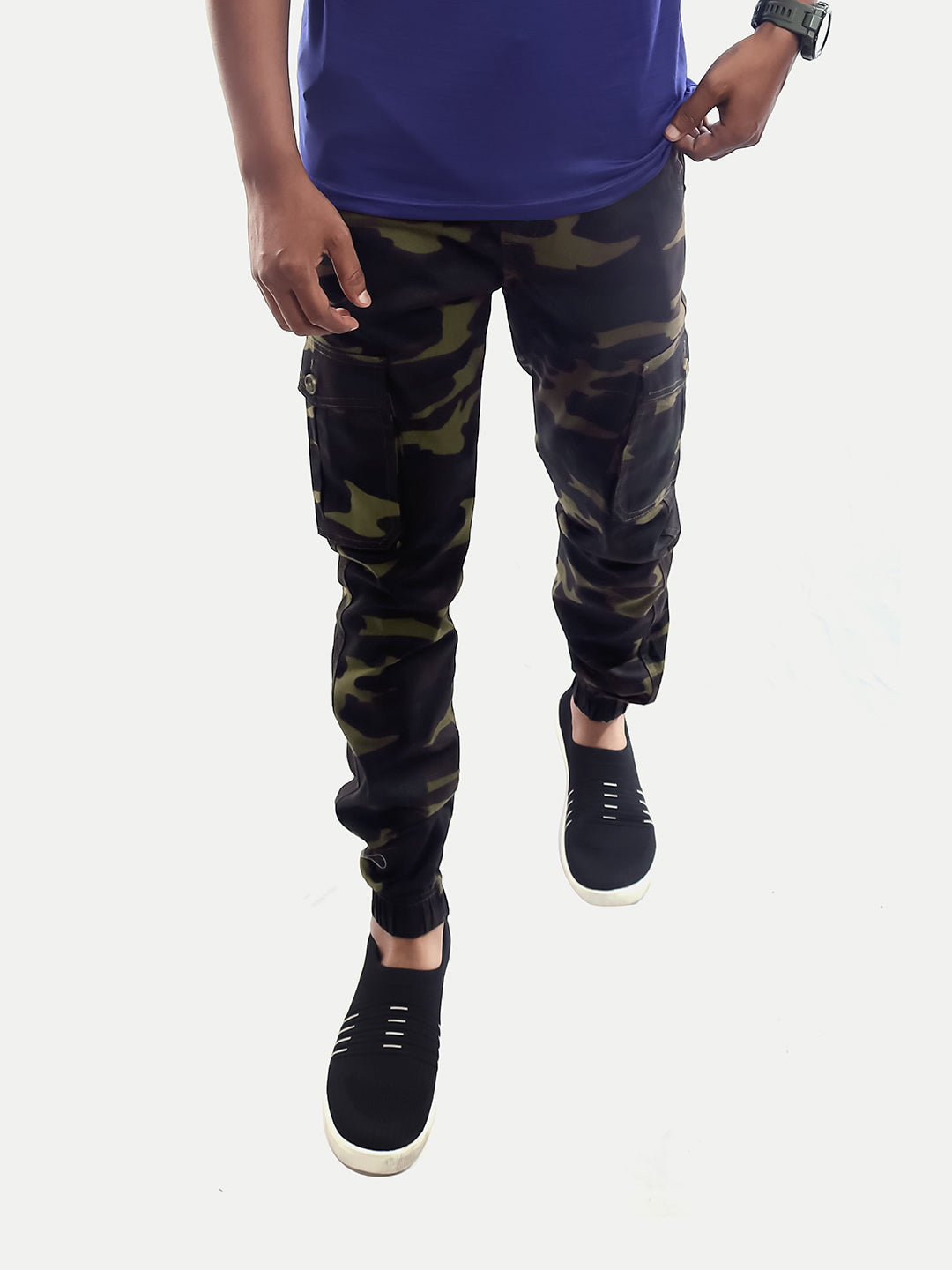 Radprix Men Green Camo Printed Cotton Cargo Joggers