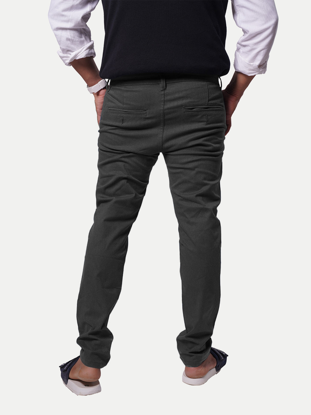 Radprix Men Grey Solid Chinos Trousers