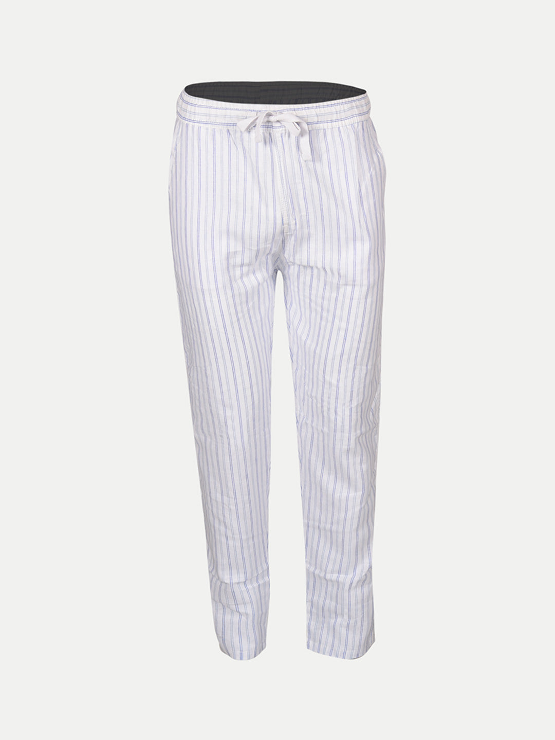 Radprix Men  White Striped Remi Cotton Chinos Trousers