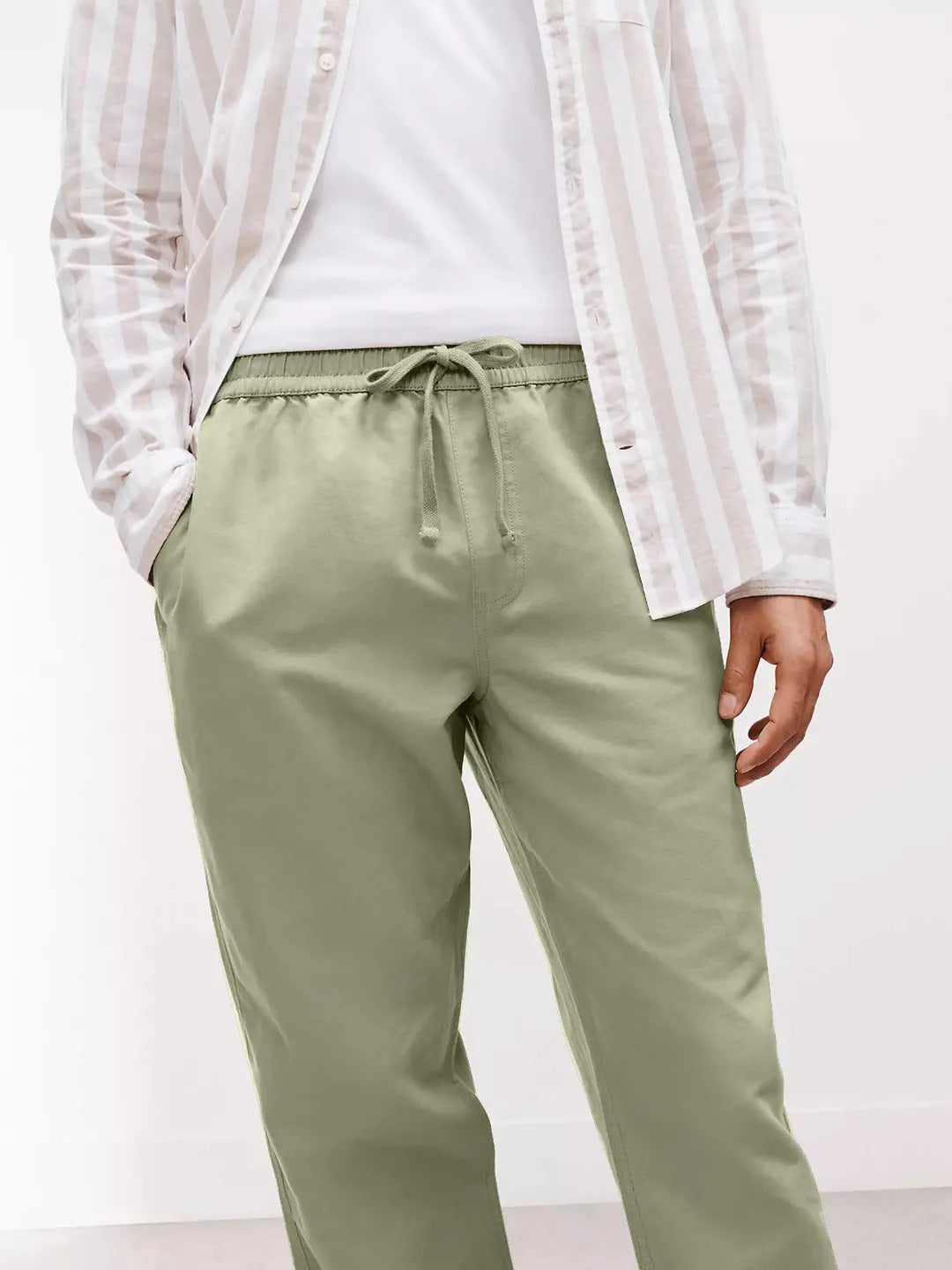 Radprix Men Light Green Solid Chinos Trousers