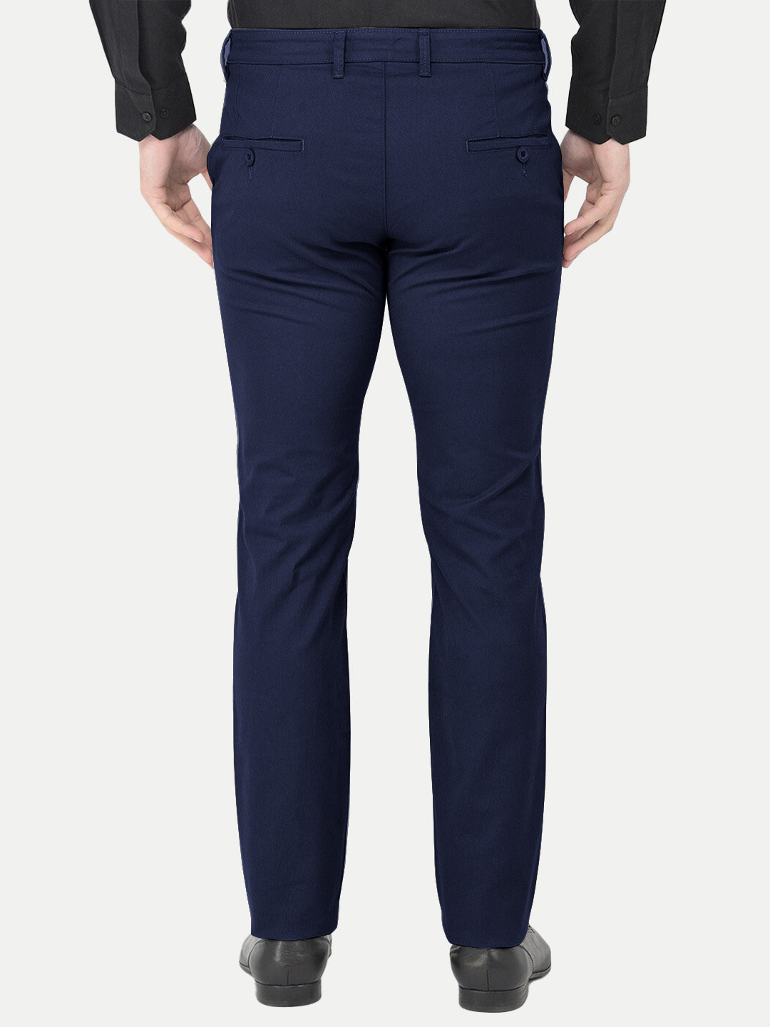 Radprix Men Dark Navy Blue Solid Chinos Trousers