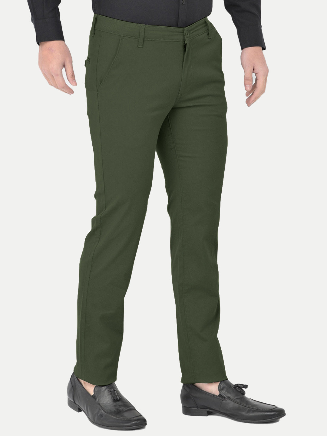 Radprix Men Green Solid Chinos Trousers