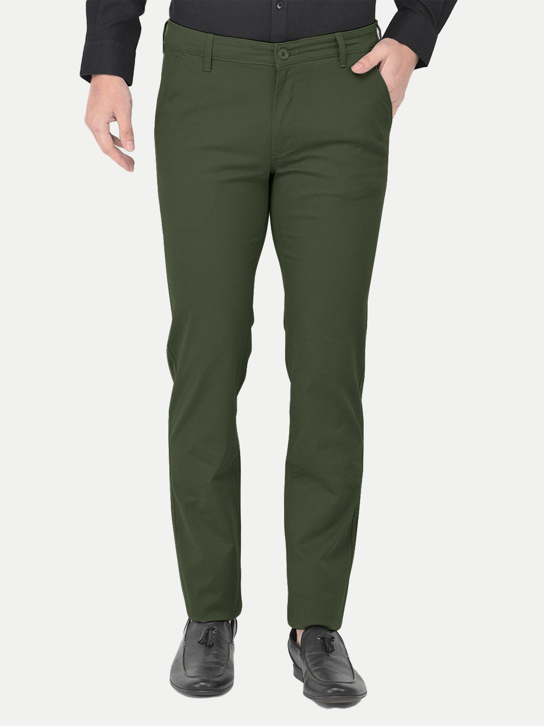 Radprix Men Green Solid Chinos Trousers