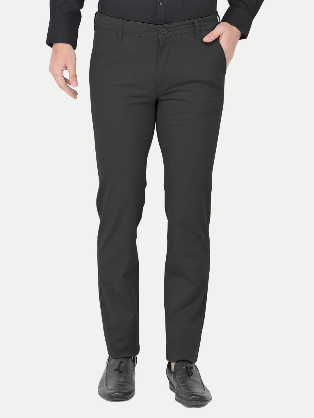 Radprix Men Black Solid Chinos Trousers