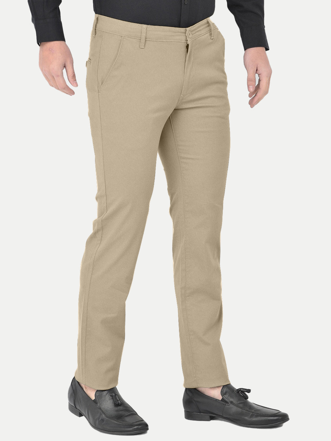 Radprix Men Beige Solid Chinos Trousers