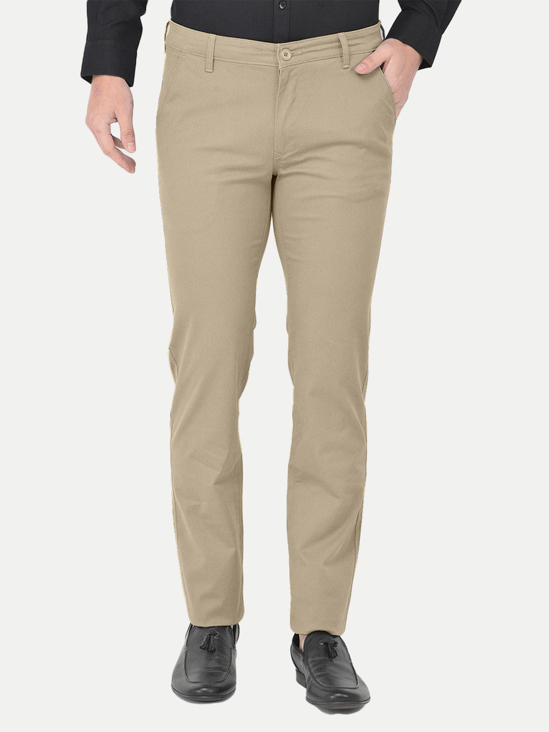 Radprix Men Beige Solid Chinos Trousers