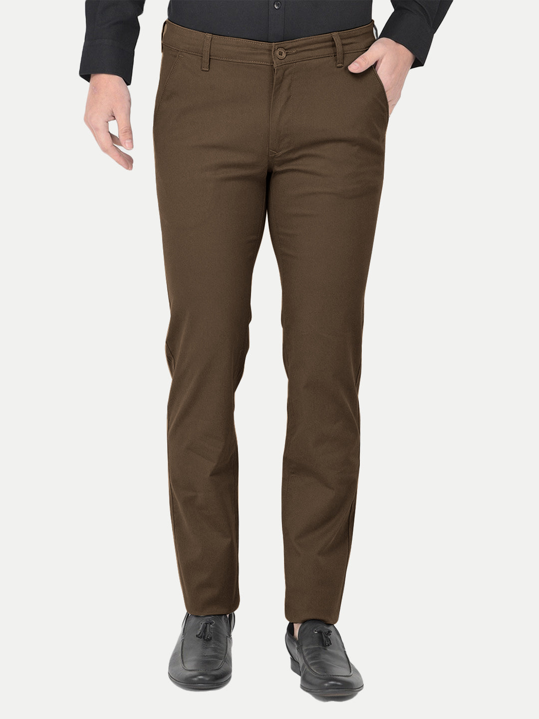 Radprix Men Brown Solid Chinos Trousers