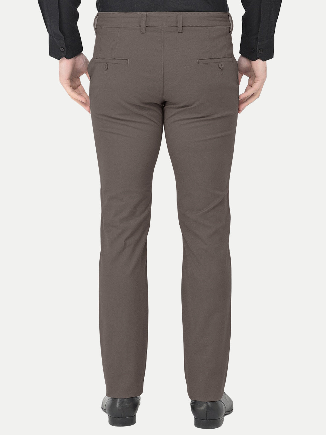 Radprix Men Dark Grey Solid Chinos Trousers