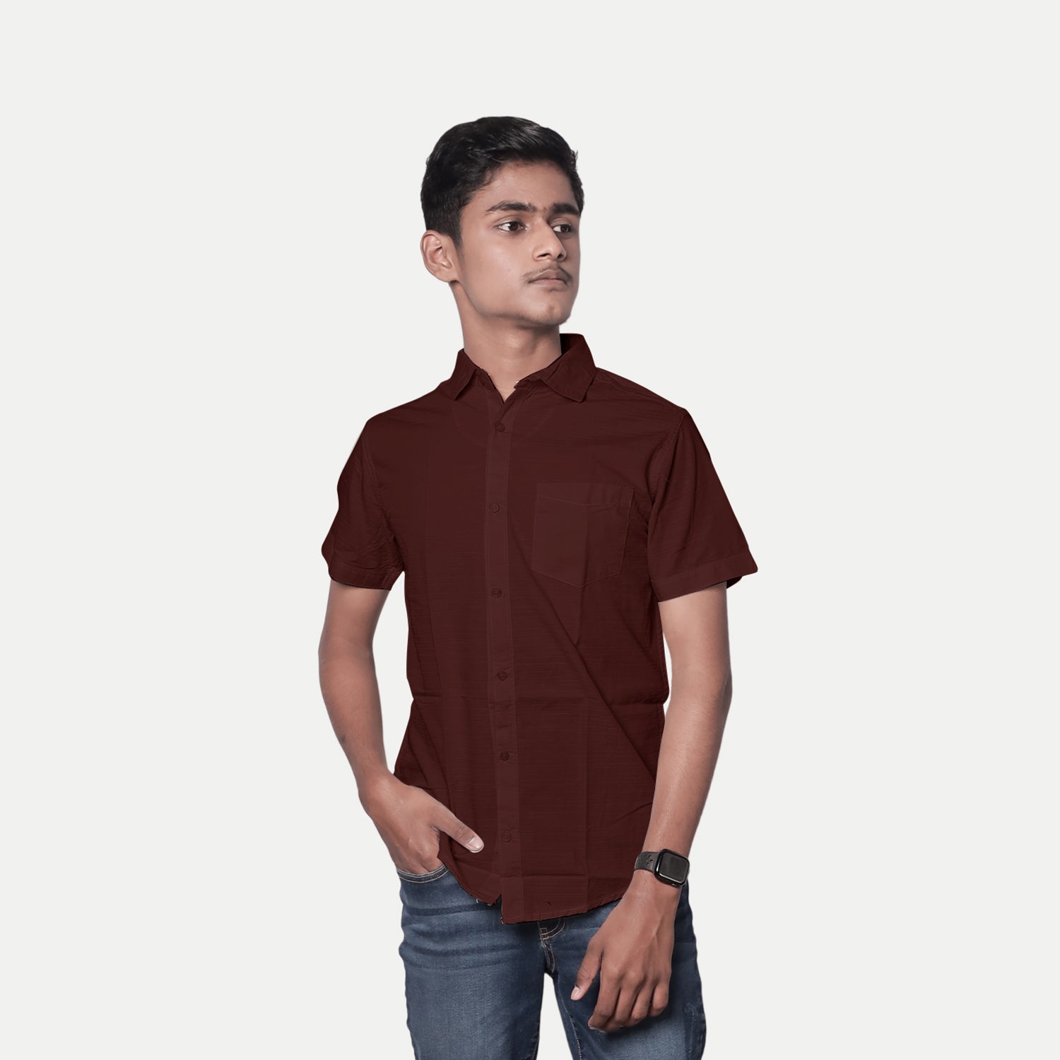 Radprix Men Solid Maroon Smart Casual Cotton Shirt