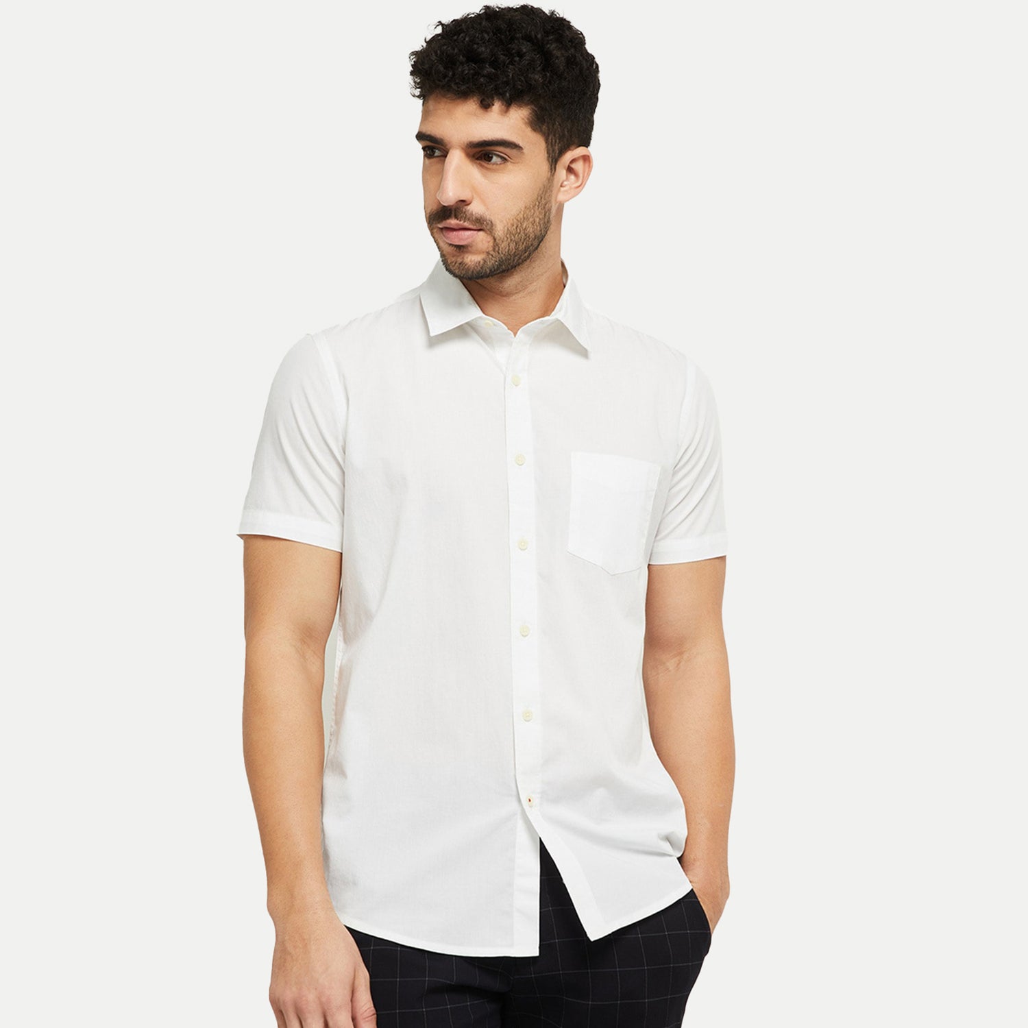 Radprix Men Solid White Cotton formal Shirt
