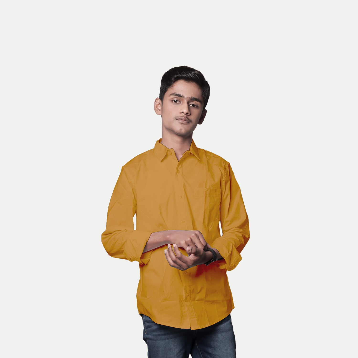 Radprix Men Solid Yellow Cotton formal Full Sleeve Shirt