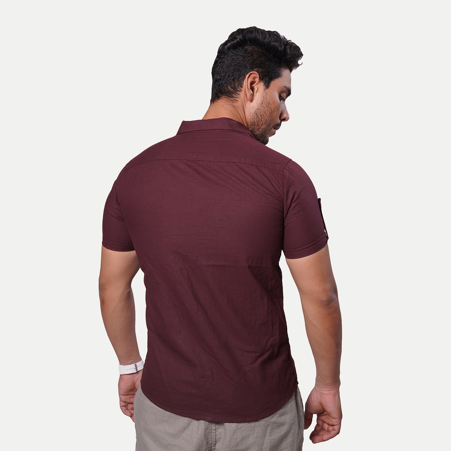 Radprix Men Solid Maroon Pure Cotton Casual Shirt