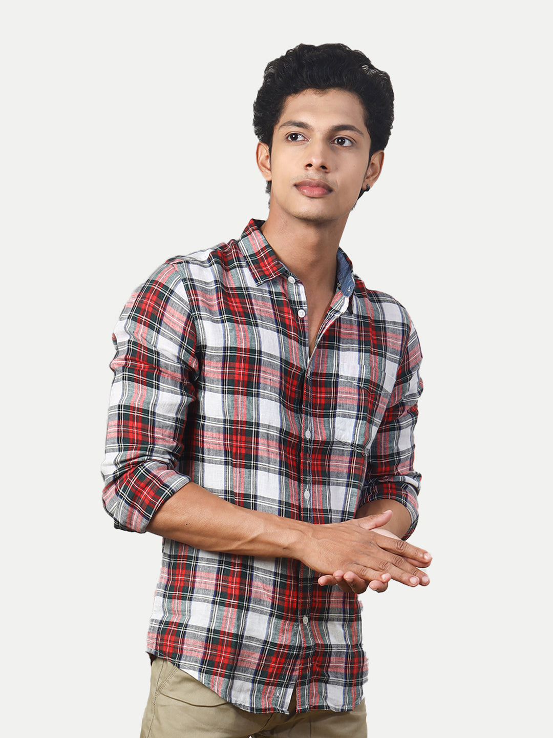 Radprix Men Red Checked Regular Fit Casual cotton Shirt