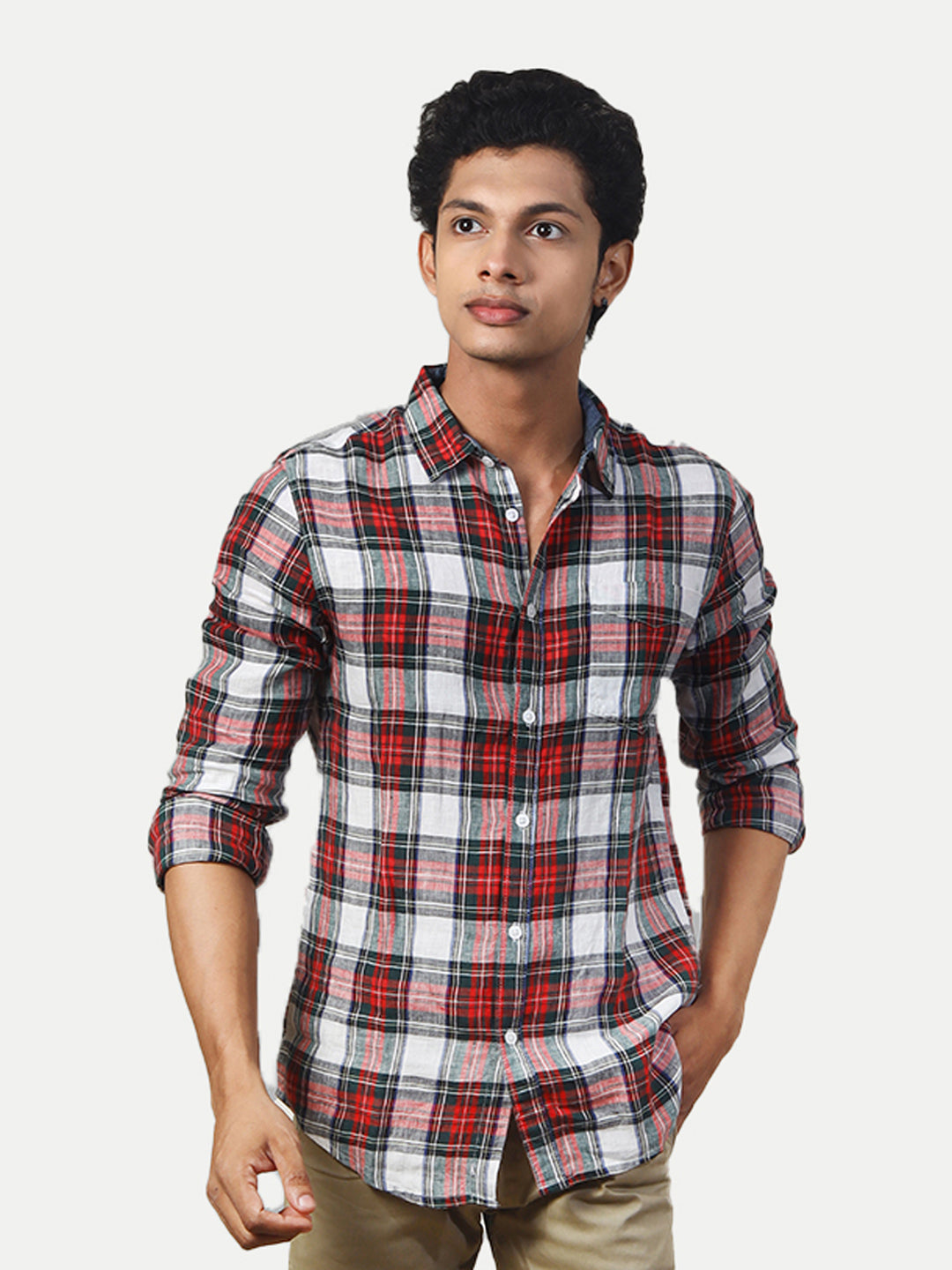 Radprix Men Red Checked Regular Fit Casual cotton Shirt