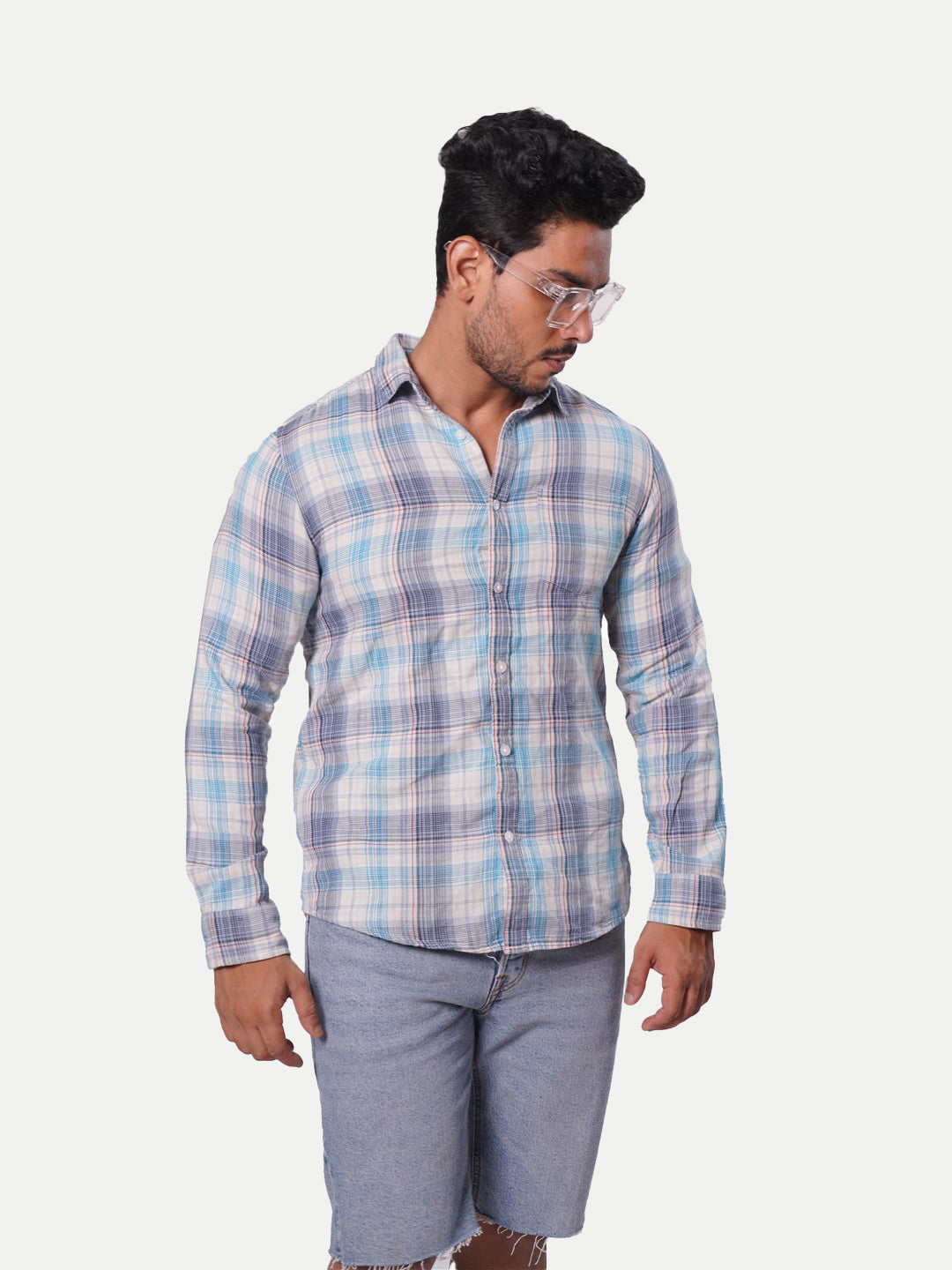 Radprix Men White Checked Regular Fit Casual cotton Shirt