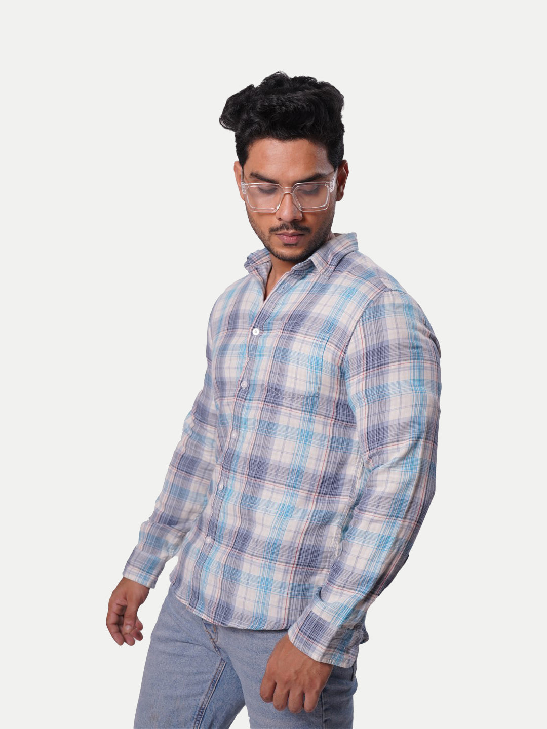 Radprix Men White Checked Regular Fit Casual cotton Shirt