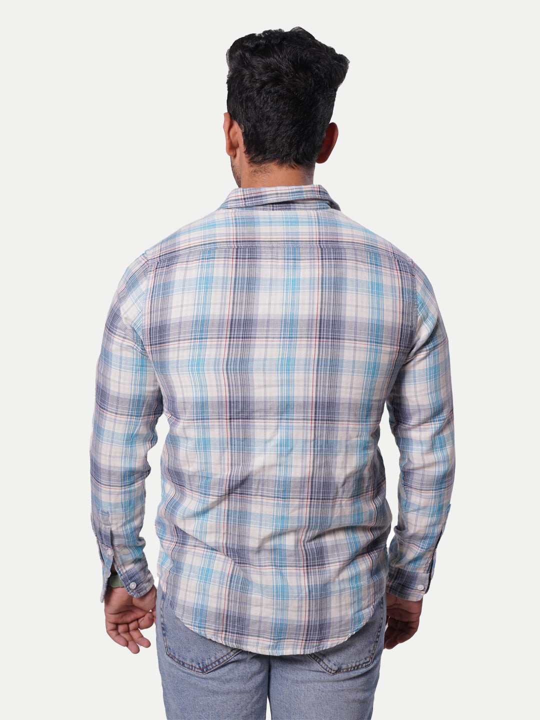 Radprix Men White Checked Regular Fit Casual cotton Shirt