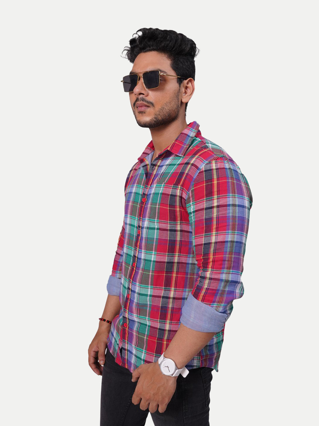 Radprix Men Red Checkered Casual cotton Shirt