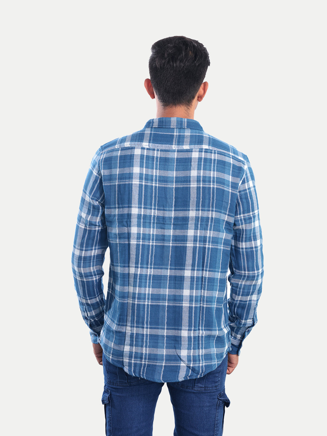 Radprix Men Blue Checked Regular Fit Casual cotton Shirt Fashion